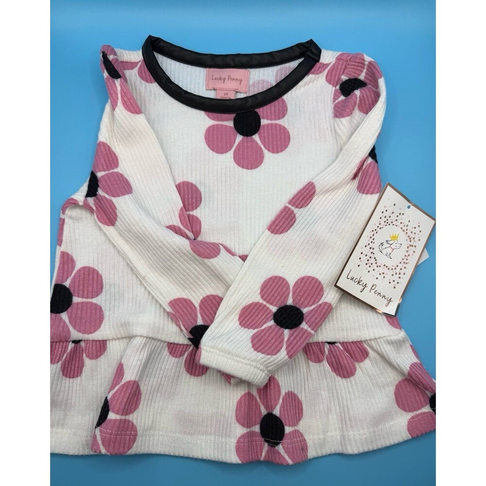 Lucky Penny Floral Peplum Long Sleeve Top – Size 2T – NWT